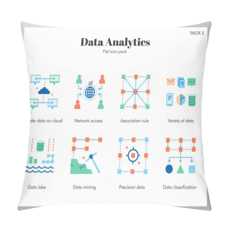 Personality  Data Analytics Icons Flat Pack Pillow Covers