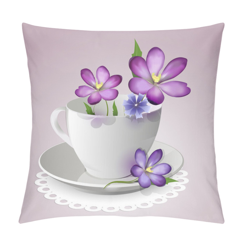 Personality  Teacup Filled With Violet Flowers Pillow Covers