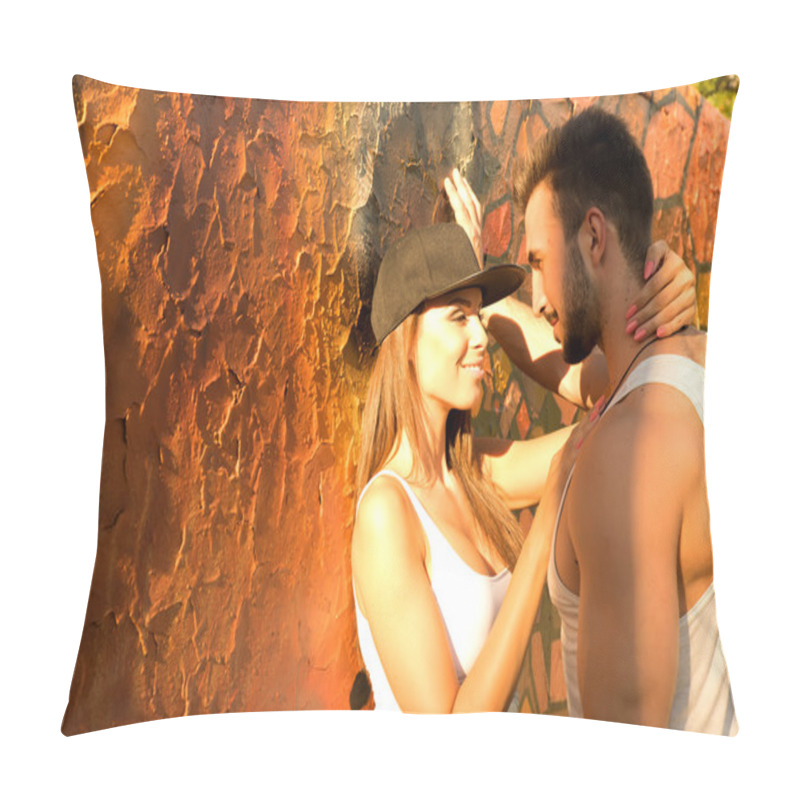 Personality  Young HipHop Couple Hugging In A Urban Environment  Pillow Covers