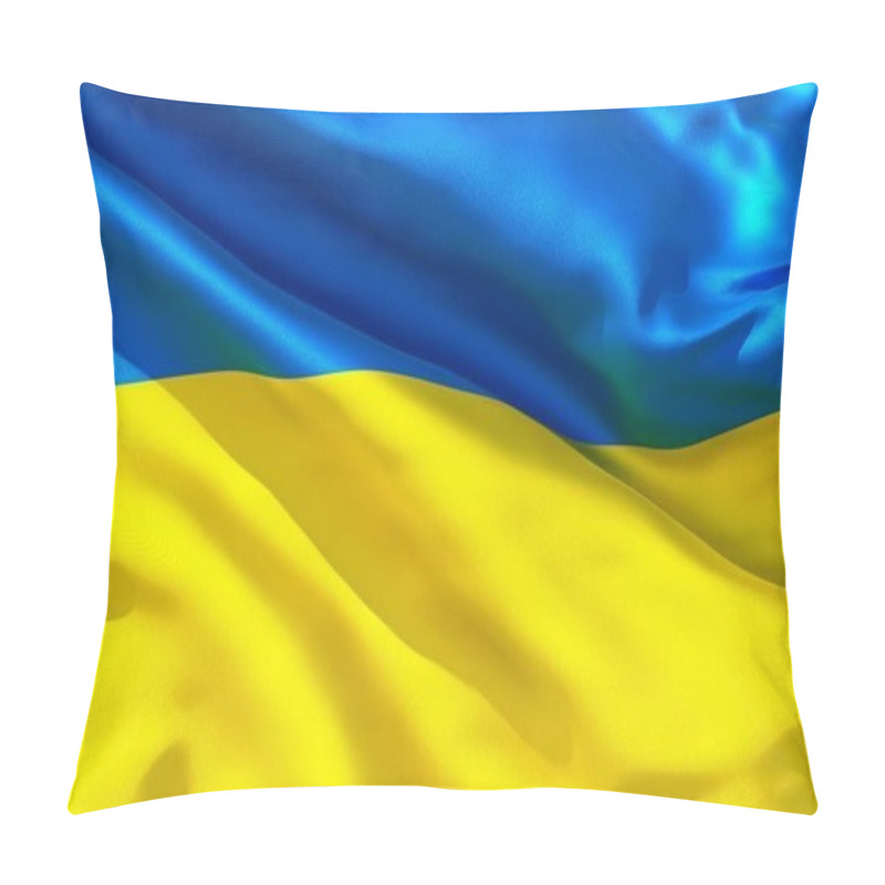 Personality  Realistic Silk Material Ukraine Waving Flag, High Quality Detailed Fabric Texture. 3d Illustration Pillow Covers