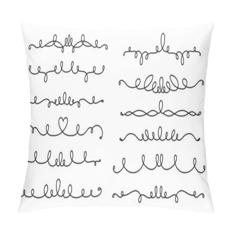 Personality  Divider And Curl Line Calligraphic Set Vector Pillow Covers