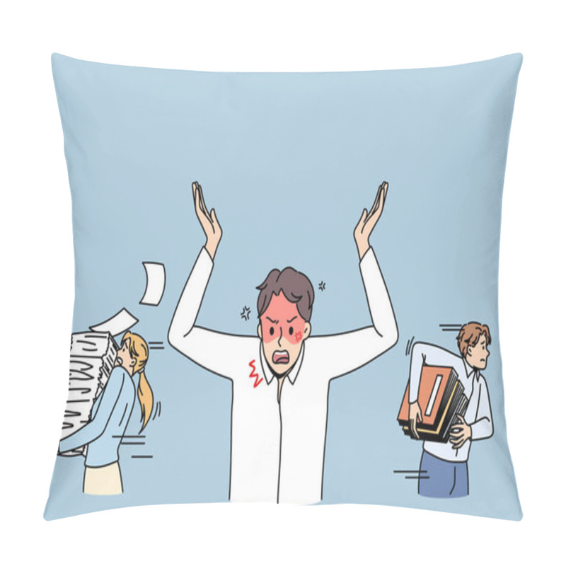 Personality  Angry Furious Job Boss Concept. Pillow Covers