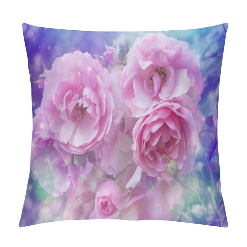 Personality  Beautiful Roses Artistic Dreamy Background With Bokeh Lights Pillow Covers