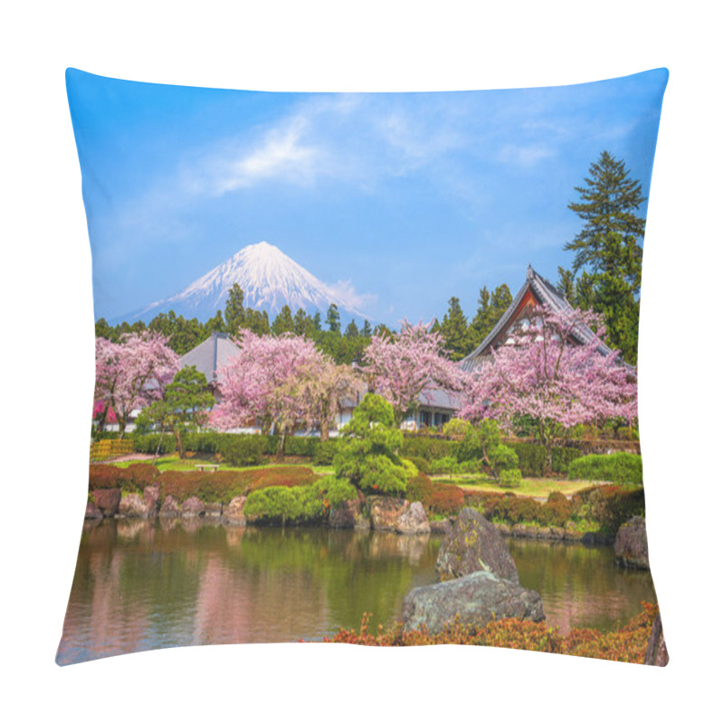 Personality  Fujinomiya, Shizuoka, Japan With Mt. Fuji In Spring. Pillow Covers