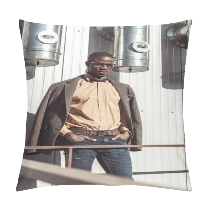 Personality  Stylish Man Posing With Hands In Pockets Pillow Covers