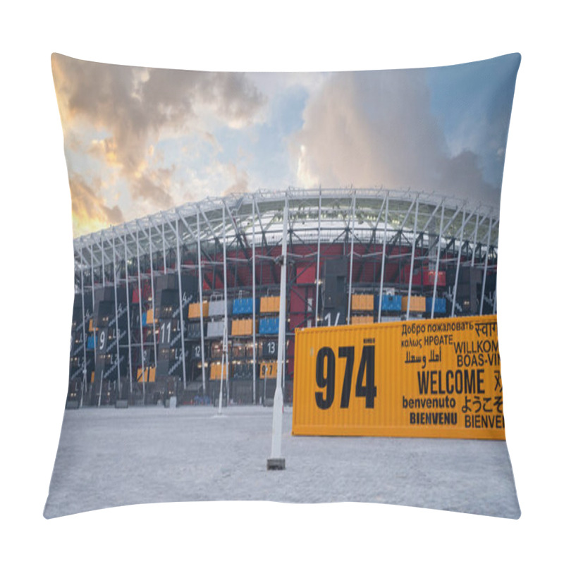 Personality  Doha,Qatar- September 09,2022 :974 Container Stadium In Qatar Pillow Covers