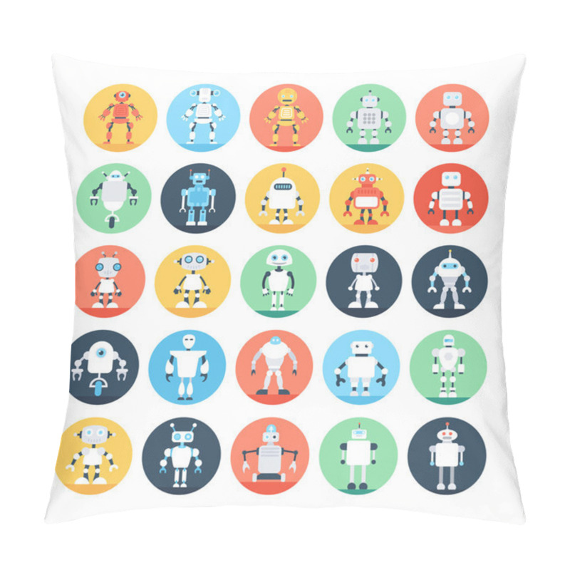 Personality  Robots, Robotics Vector Icons 2 Pillow Covers