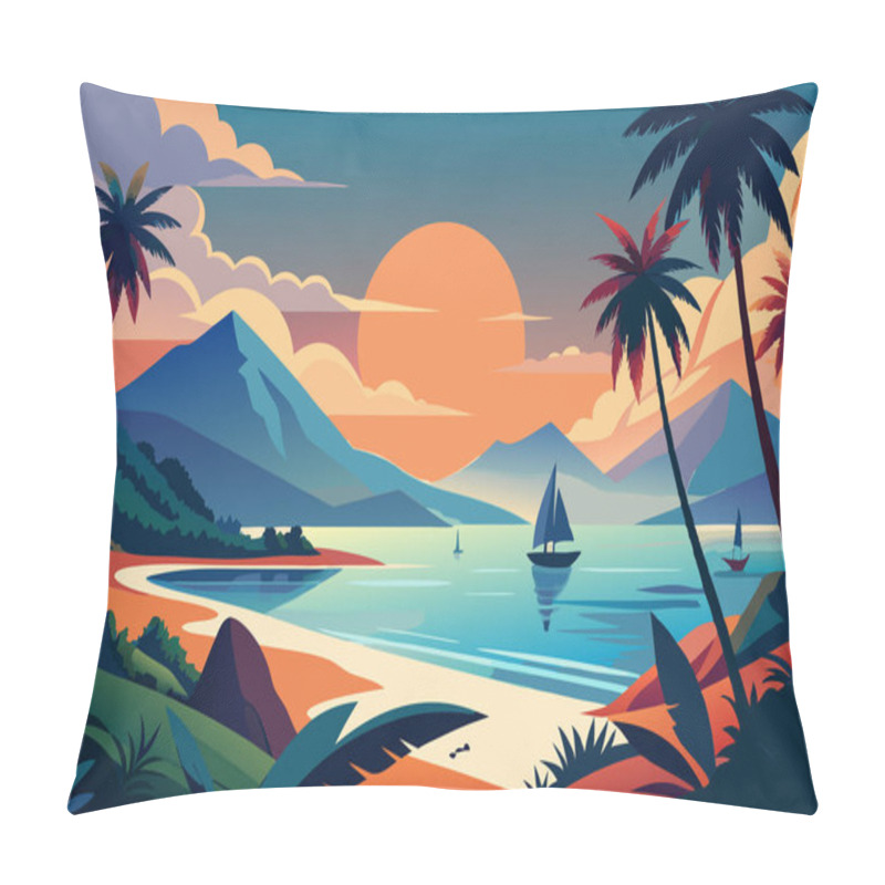 Personality  Coconut Trees In The Beach With Some Big Rocks Pillow Covers