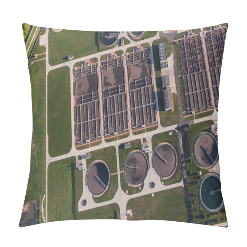 Personality  Aerial View Of Sewage Treatment Plant Pillow Covers