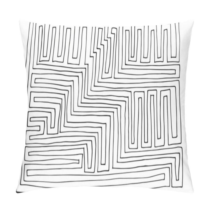 Personality  Abstract Hand Drawn Black And White Maze Pillow Covers