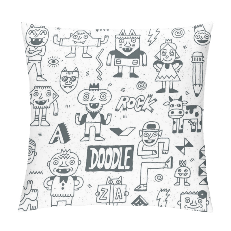 Personality  Doodle Emotional Characters Set Pillow Covers