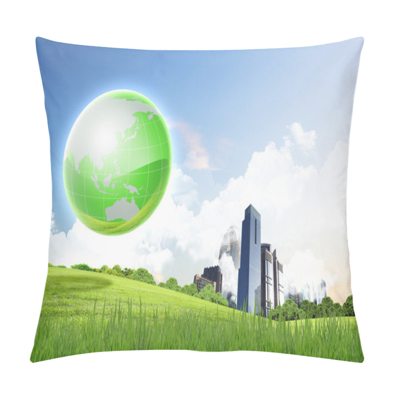 Personality  Green Planet Against Blue Sky And Clean Nature Pillow Covers