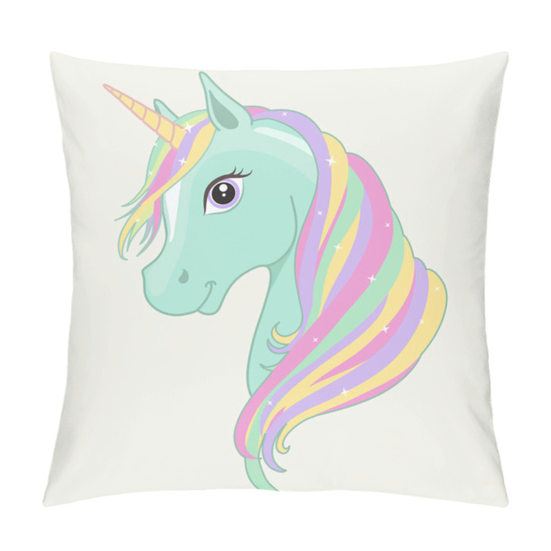 Personality  Unicorn Vector Head. Pillow Covers