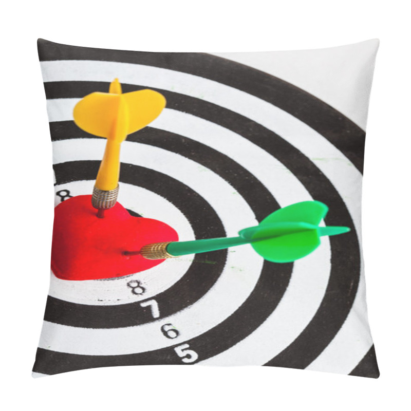 Personality  Black White Target With Two Darts In Heart Love Symbol As Bullseye Pillow Covers