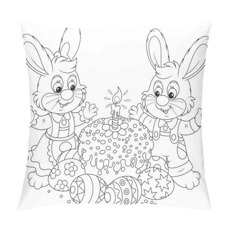 Personality  Easter Cake And Painted Eggs Pillow Covers