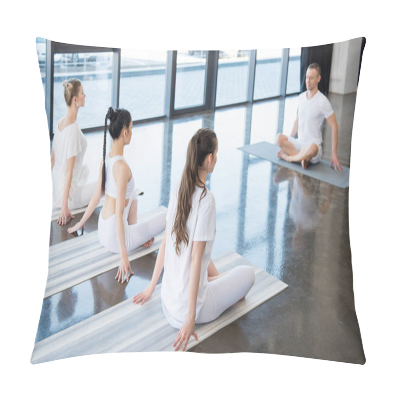 Personality  Women Sitting In Lotus Pose With Instructor Pillow Covers