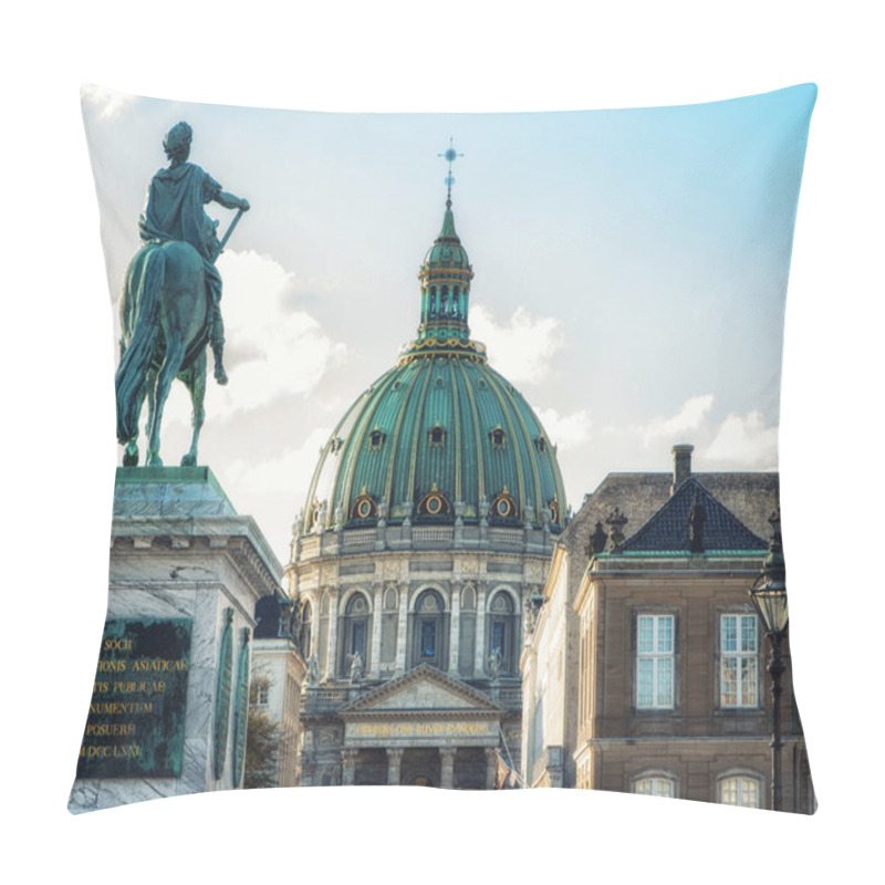 Personality  Statue Of Frederick V At The Centre Of The Amalienborg Palace Sq Pillow Covers