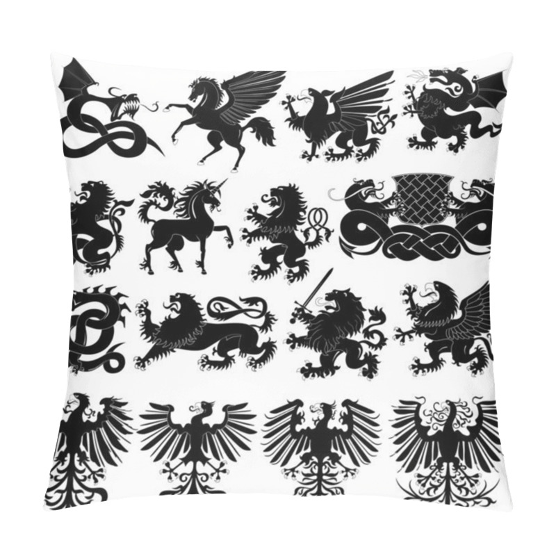 Personality  Vector Set Of Heraldic Animals Pillow Covers