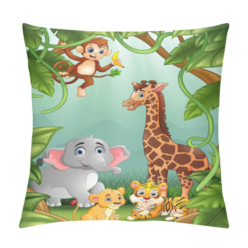 Personality  Vector Illustration Of The Animals Are In The Jungle Pillow Covers