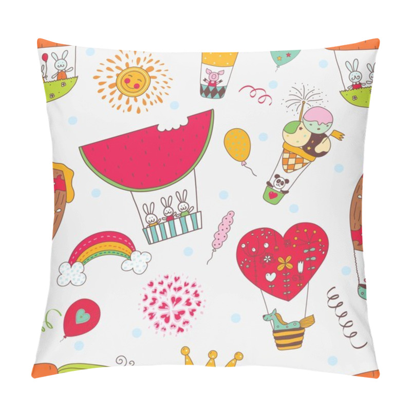 Personality  Childish Postcard With Animals Pillow Covers