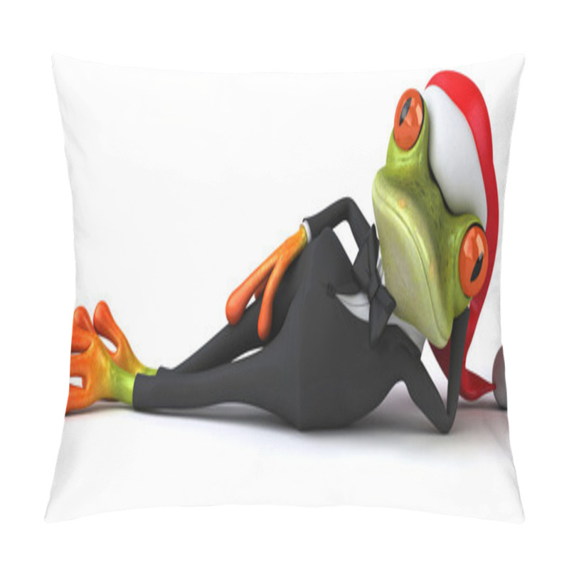 Personality  Frog With Christmas Hat Pillow Covers