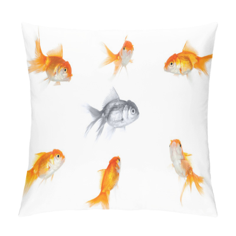 Personality  Group Of Goldfish Around The Silver Small One Pillow Covers