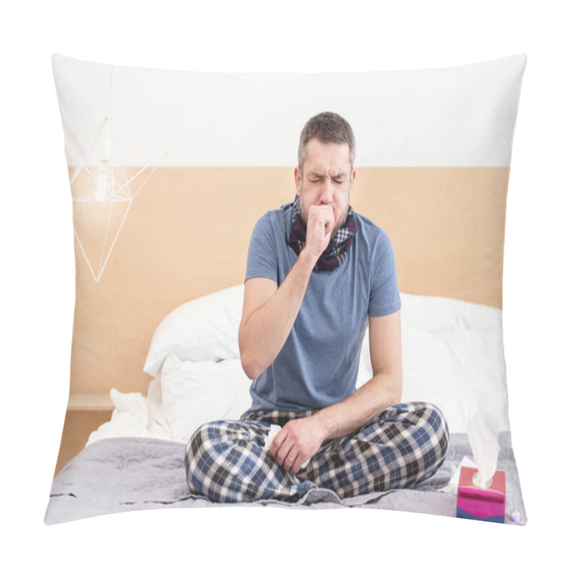 Personality  Unhealthy Man Having A Sore Throat Pillow Covers