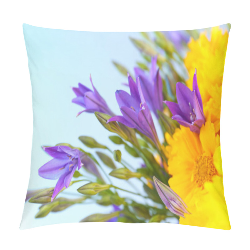 Personality  Beautiful Wild Flowers, On Light Blue Background Pillow Covers