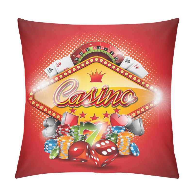 Personality  Vector Illustration On A Casino Theme With Roulette Wheel And Ribbon. Pillow Covers