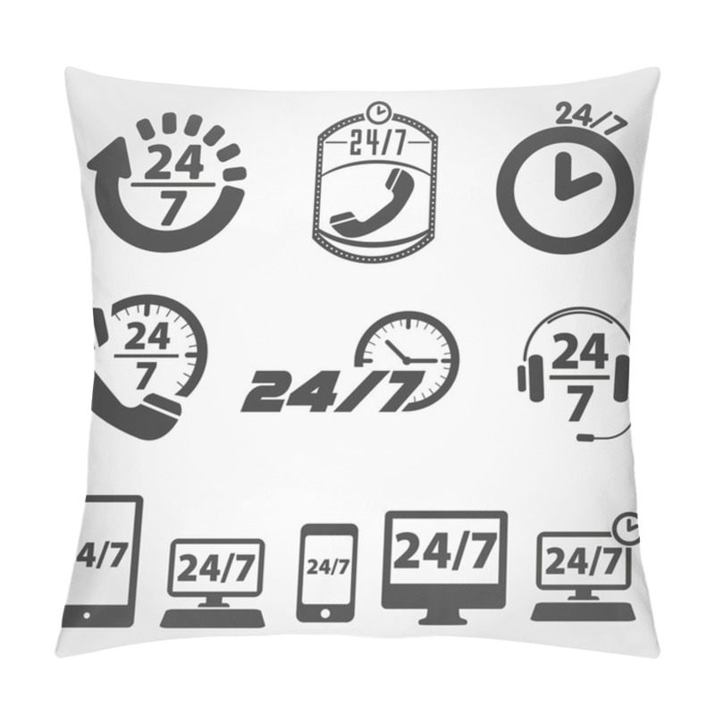 Personality  Open 24 Hours A Day And 7 Days A Week Icons Pillow Covers