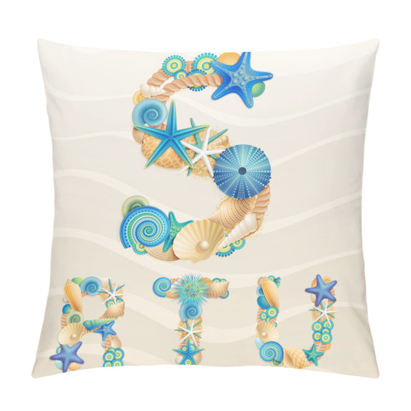 Personality  Vector Sea Life Font On Sand Background Pillow Covers