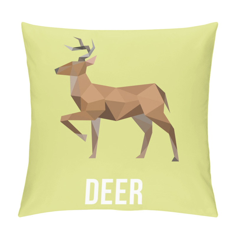 Personality  DEER ANIMAL LOW POLY LOGO ICON SYMBOL SET. TRIANGLE GEOMETRIC POLYGON Pillow Covers