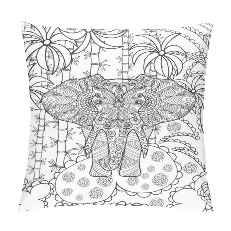 Personality  Zentangle Stylized Elephant In Fantasy Garden Pillow Covers