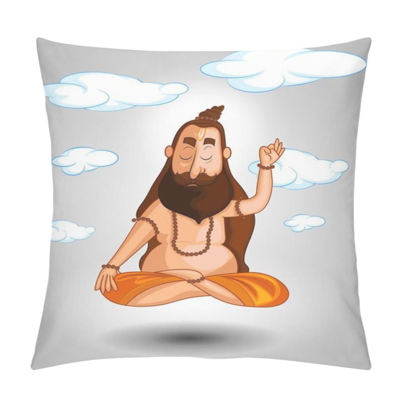 Personality  Cartoon Style Indian Sadhu Character Illustration Pillow Covers