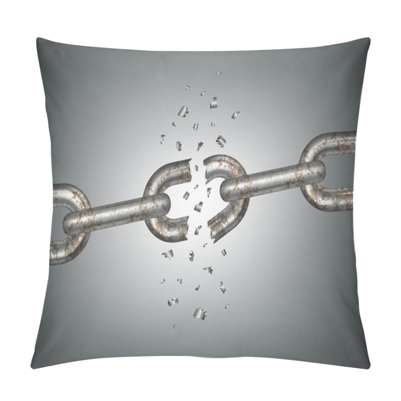 Personality  Realistic Steel Chain Breaking. Symbol Of Freedom. Vector Illust Pillow Covers