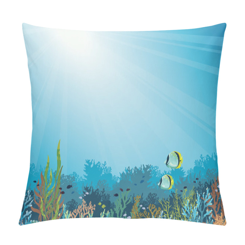 Personality  Coral Reef With Fish. Underwater Sea. Pillow Covers