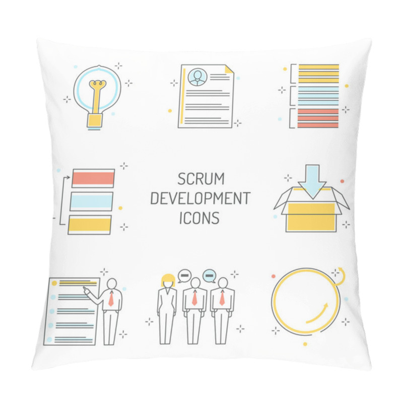 Personality  Scrum Development Icons Set - Agile Methodology To Manage Project. Pillow Covers