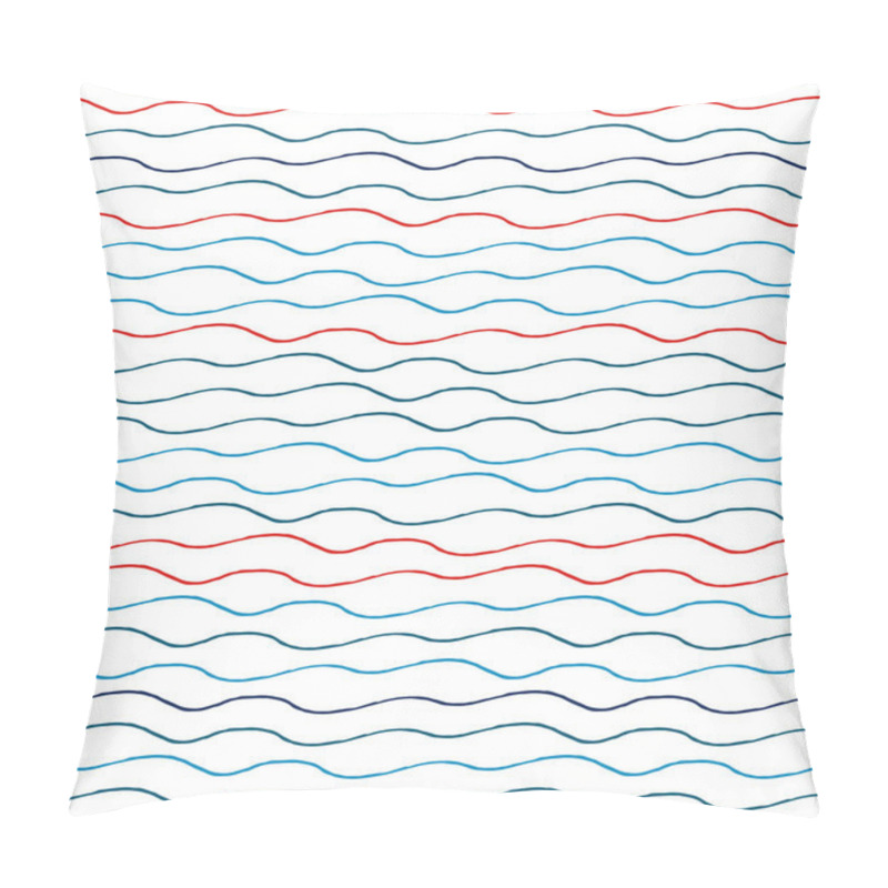 Personality  Blue And Red Wavy Lines Pattern On White Background Pillow Covers