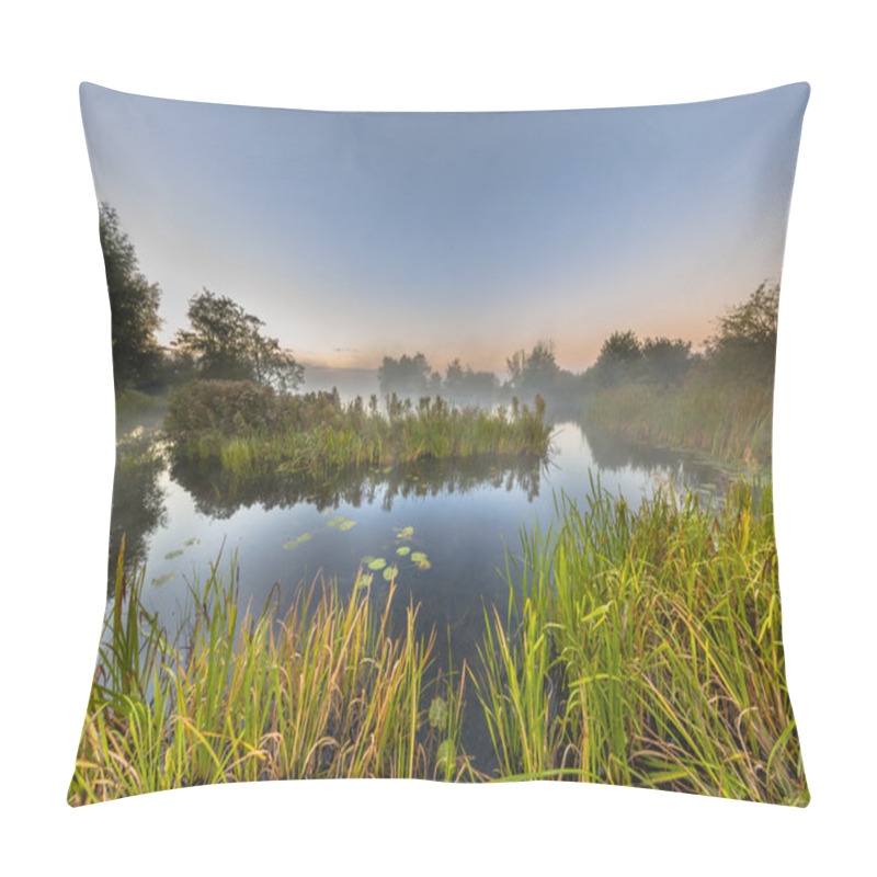 Personality  Marshland River System Under Foggy Morning Sunrise Pillow Covers