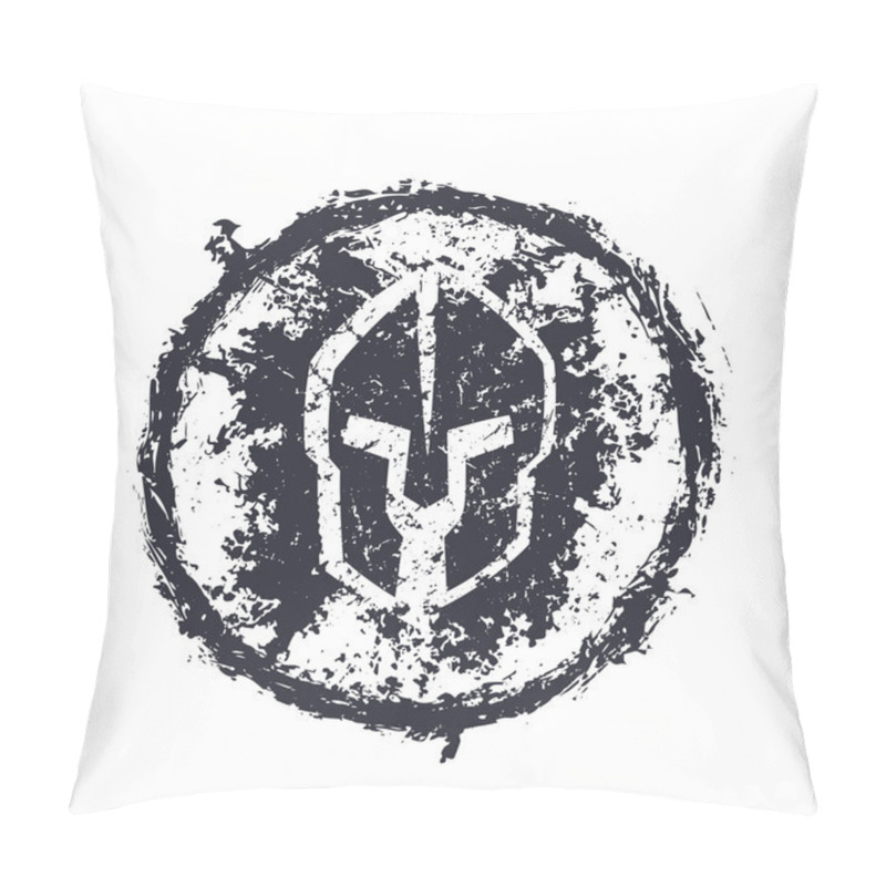 Personality  Grunge Spartan Helmet, Round Emblem Pillow Covers