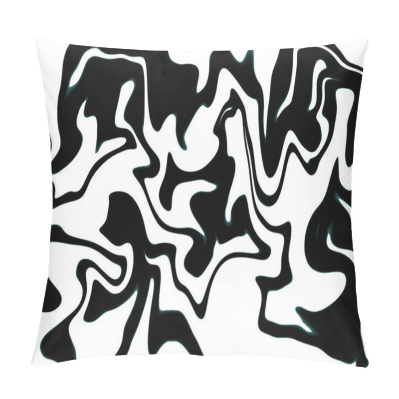 Personality  Black And White Abstract Marble Background. Monochrome Digital Illustration In Free Hand Drawing Style Pillow Covers