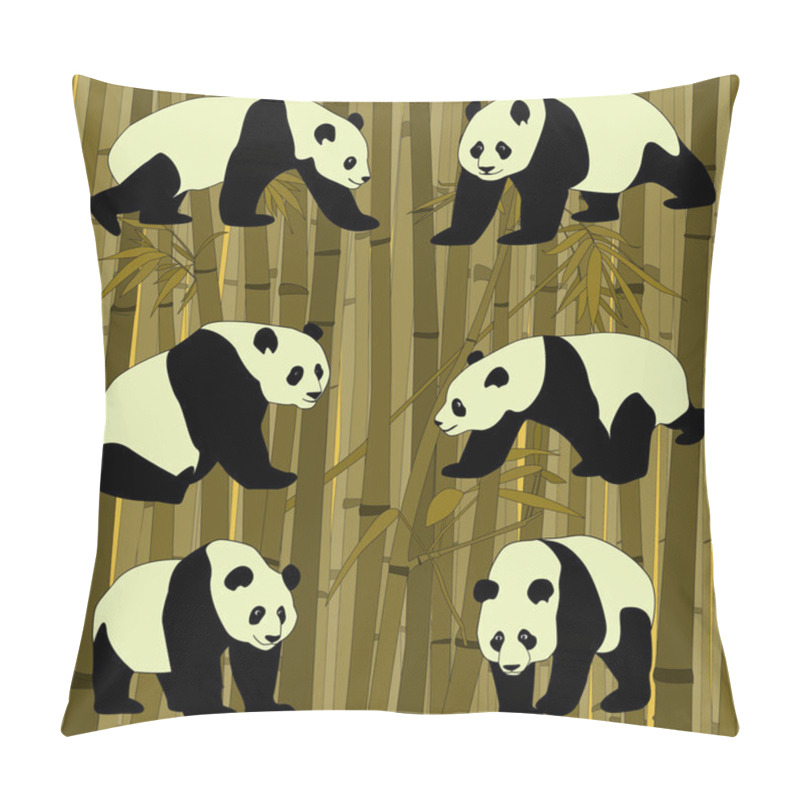 Personality  Bamboo Forest With Pandas In Different Poses Pillow Covers