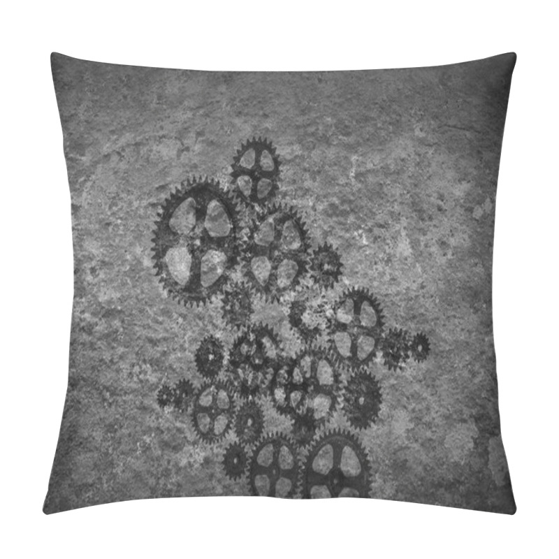 Personality  Cement Wall And Cogwheels Pillow Covers