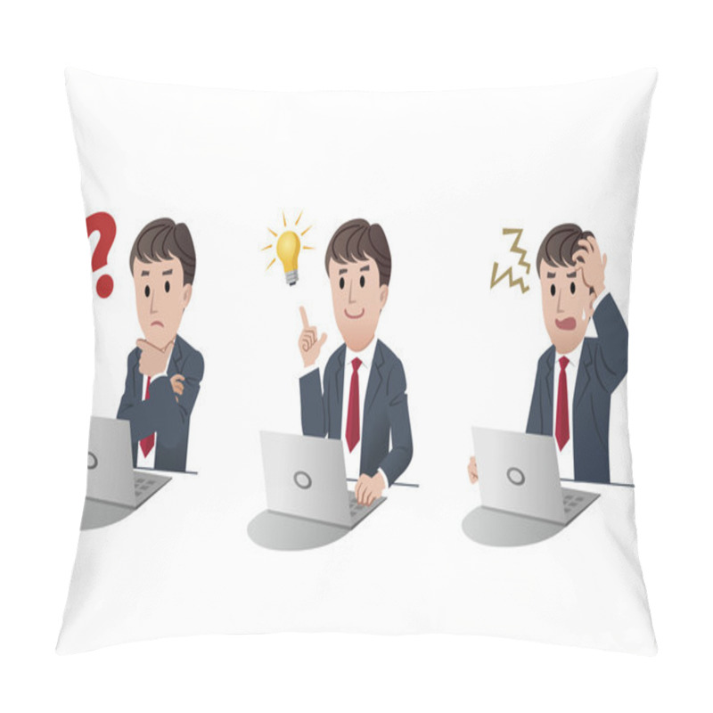 Personality  Set Of Businessman At A Laptop Comuter Pillow Covers