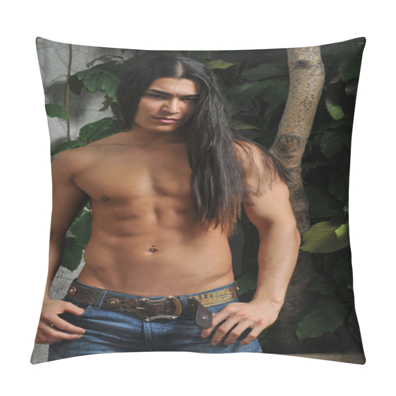 Personality  Male Model In Tropical Greenhouse Pillow Covers