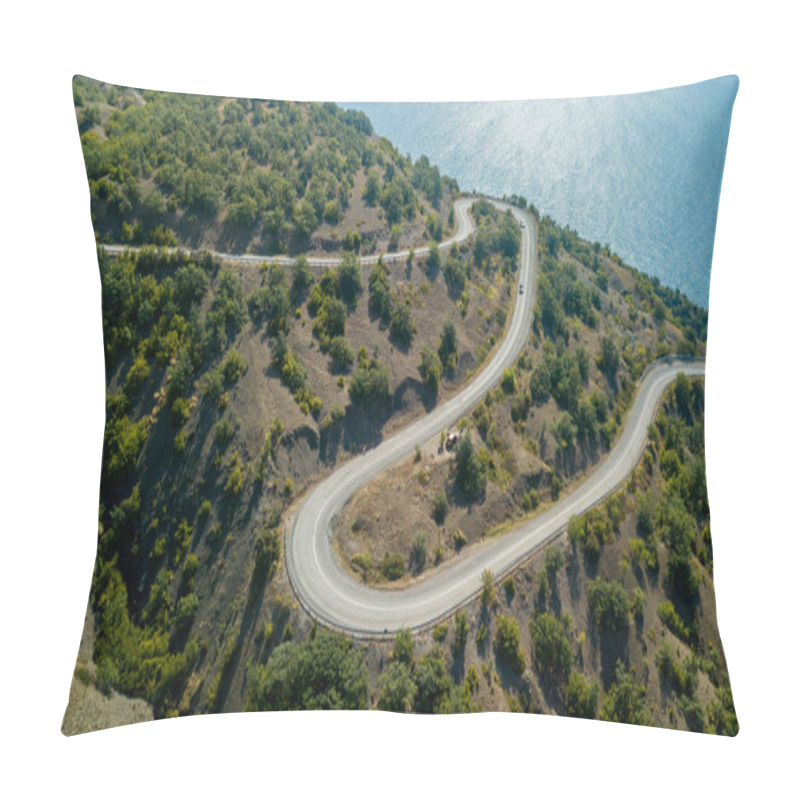 Personality  Crimea Trip: View From Above Of Curvy Mountain Road Pillow Covers