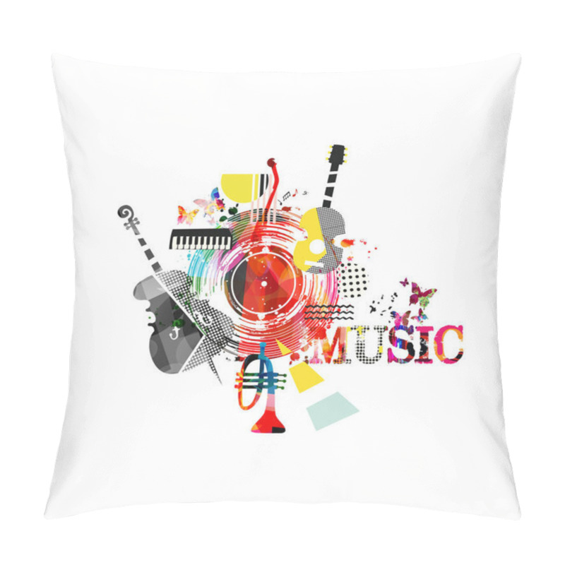 Personality  Abstract Musical Instruments On White Background, Musical Banner Pillow Covers