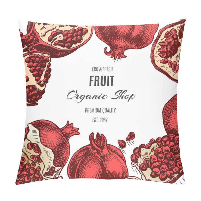 Personality  Hand Drawing Sketch Illustration Of Red Pomegranates Pillow Covers