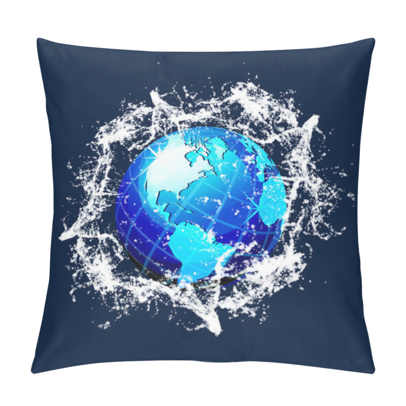 Personality  Blue Vector World Globe With Splash Effects Pillow Covers