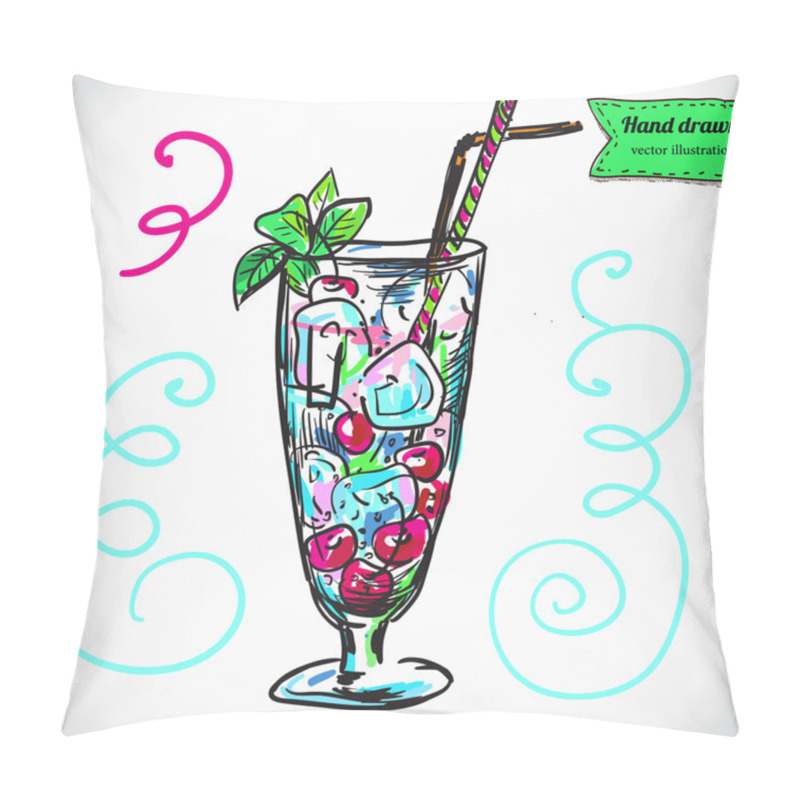 Personality  Hand Drawn Illustration Of Cocktail. Pillow Covers